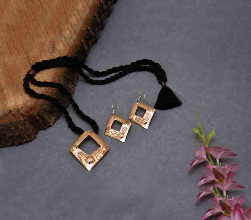 Silk-sewn artisanal copper jewelry