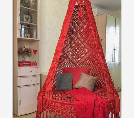 Woven cotton boho swing scarlet hammock chair