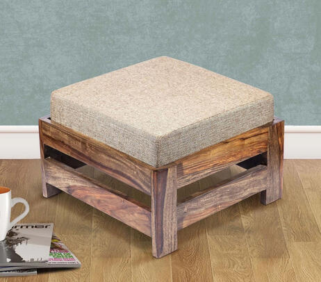 Jute cushion acacia wood foot stool