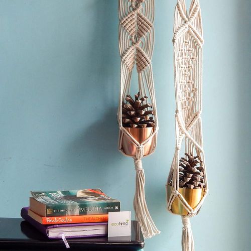 Macrame cotton plant hangers