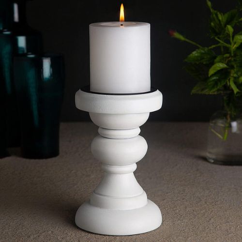 Turned wooden haute candle stand