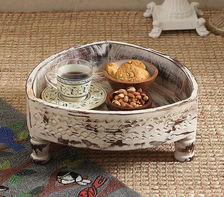 Hand carved mango wood coffee table