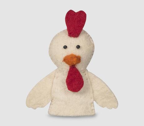 Patch work felt chicken finger puppet