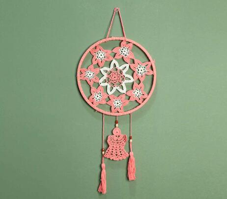 Crochet pastel pink dreamcatcher