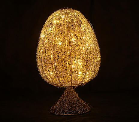 Handwoven iron wire egg LED lamp