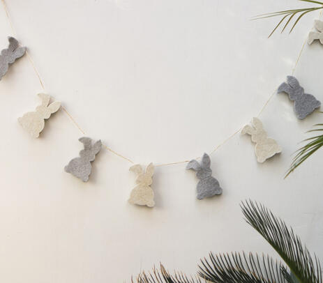 Handwoven felt easter bunny garland