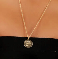 Gold-toned typographic necklace