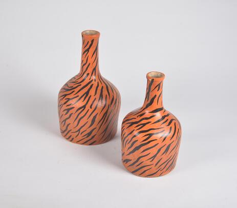 Papier mache tiger striped vases