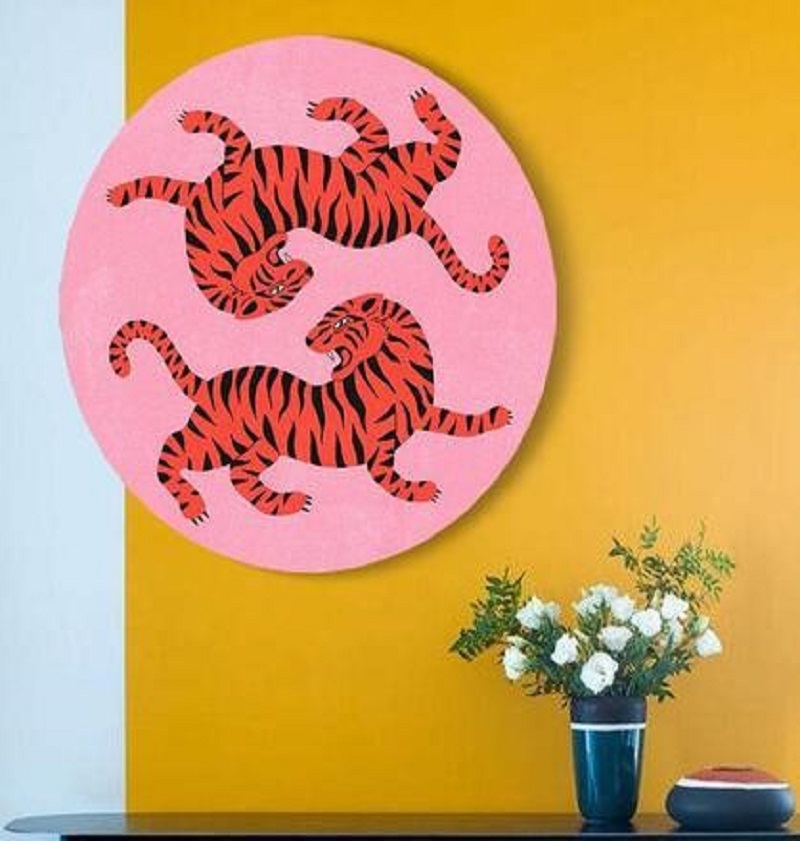 Digitally printed yin and yang tiger king canvas