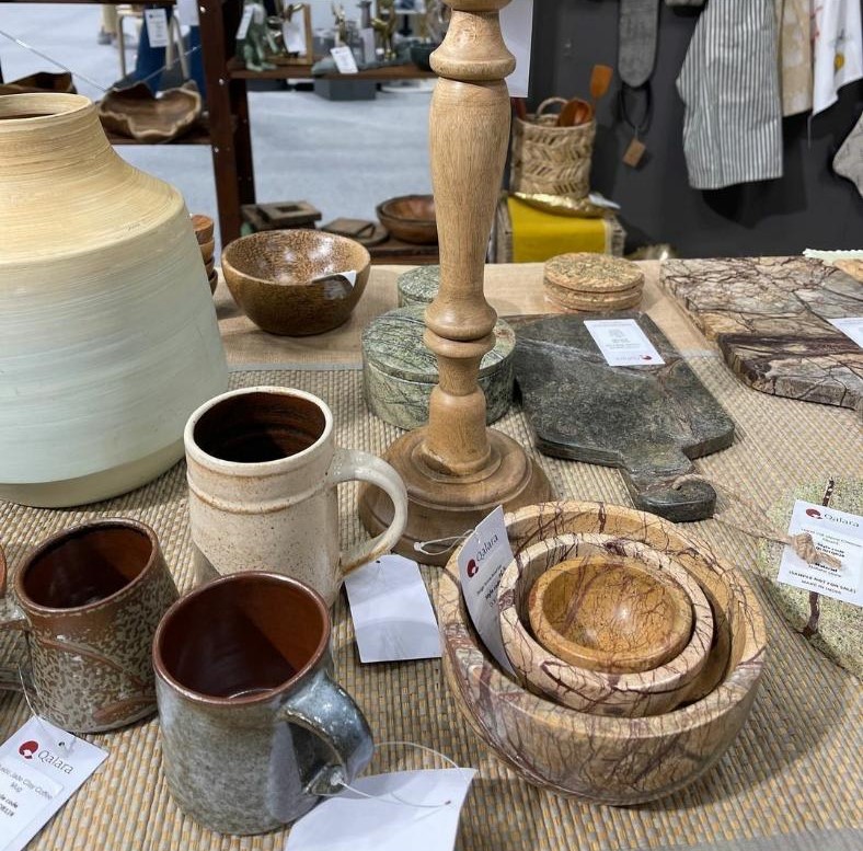 Qalara products on display table