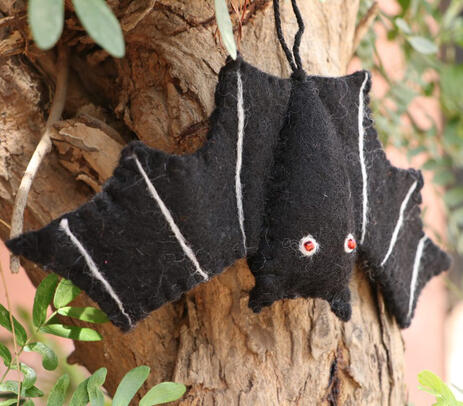 Handmade felt hanging bat