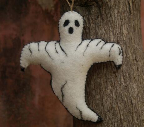 Hand stitched felt hanging ghost toy