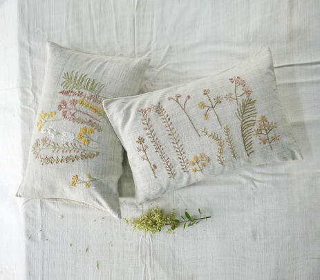 Handspun and handwoven floral cushion cover