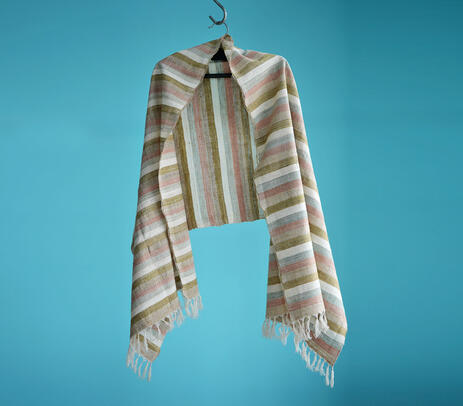 Handspun & handwoven striped silk stole