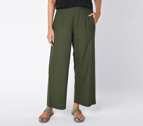 Handspun cotton olive palazzo pants