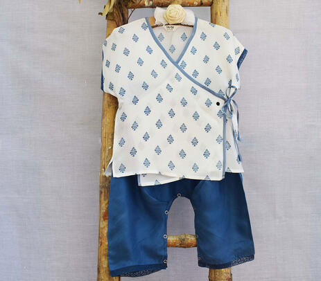 Herbal dyed blue boys kurta set