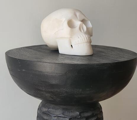 Handmade white marble skull