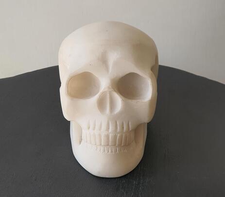 Handmade white marble skull
