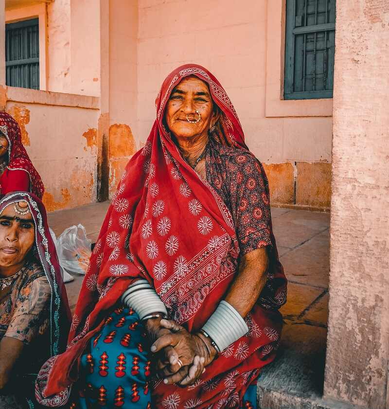 A rural Rajasthani woman smiling