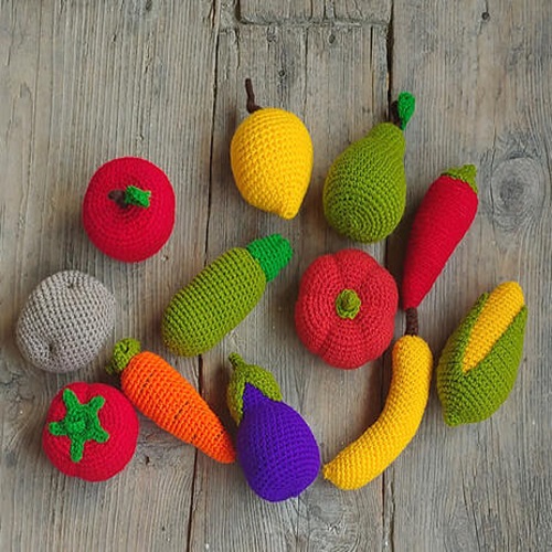 Hand crochet vegetable learning toys