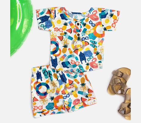 Digital printed organic cotton summer set