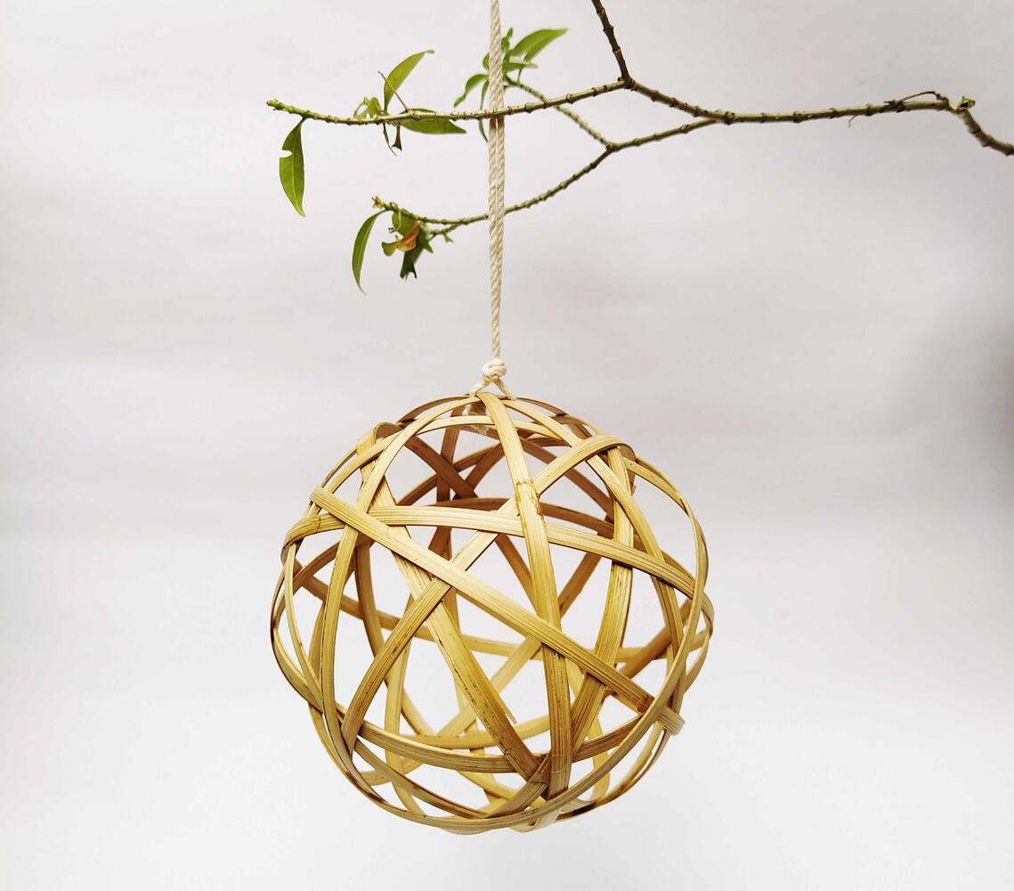 Handmade bamboo christmas bauble