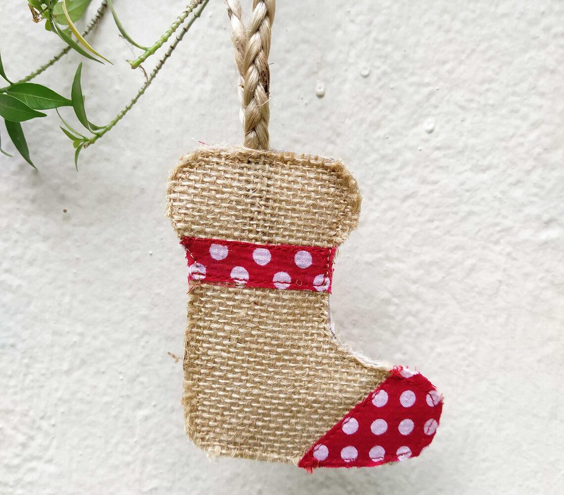 Handmade jute Christmas stocking