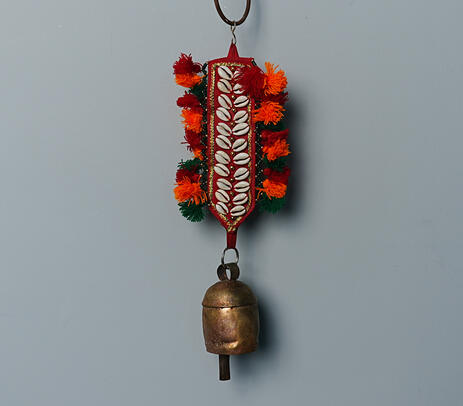 Hand beaten metal hanging decor with bells