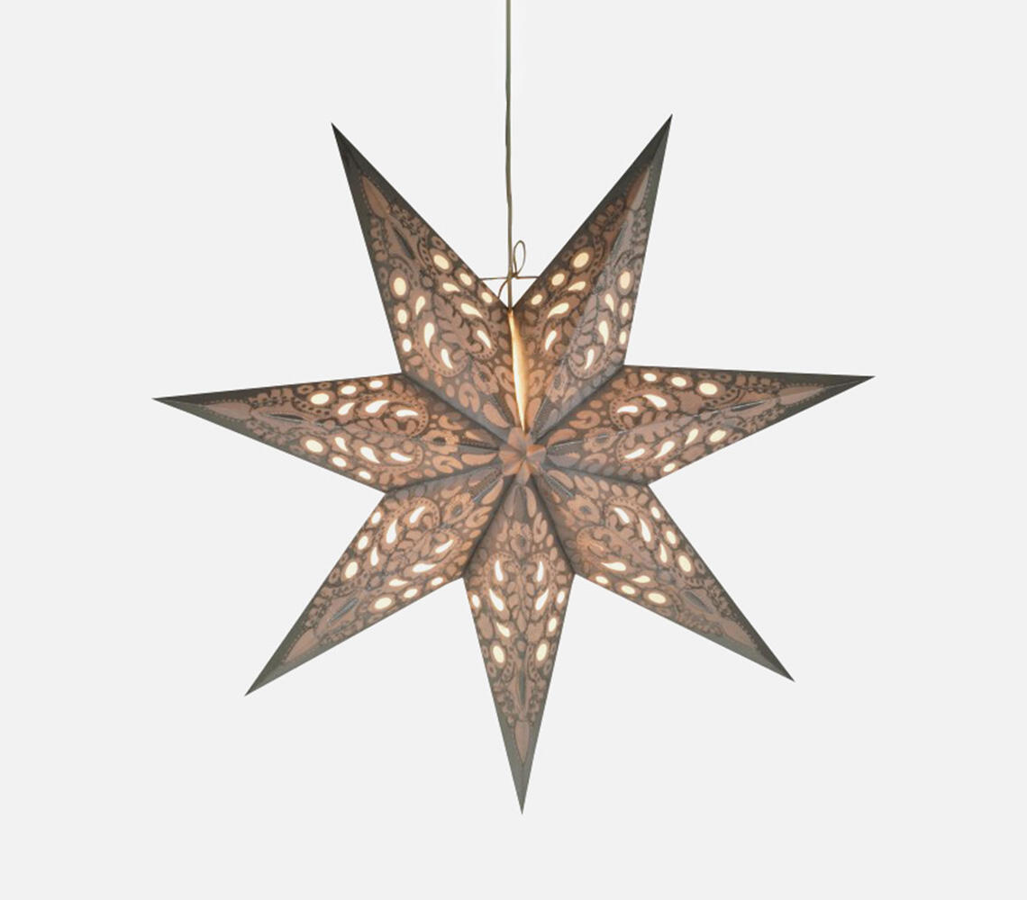 Paper designed grey hanging star