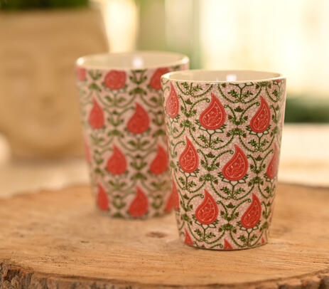 Ceramic decal printed paisley tumbler