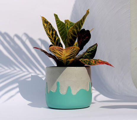 Handmade concrete aqua paint table planter