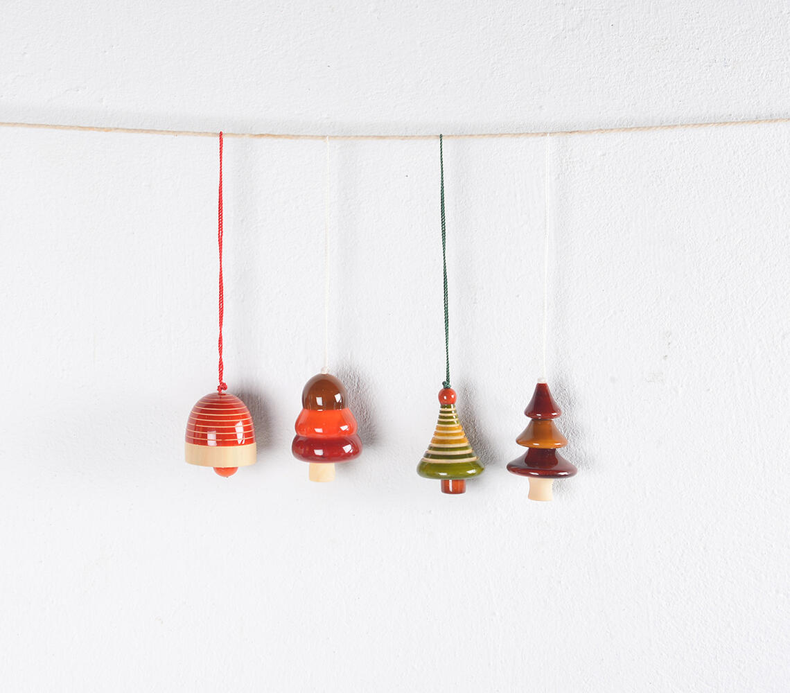 Turned Wood Christmas Tree Ornaments