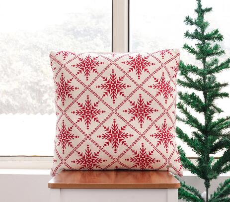 Knitted cotton red star cushion cover