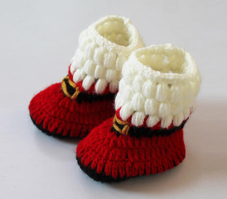 Crochet acrylic wool christmas booties