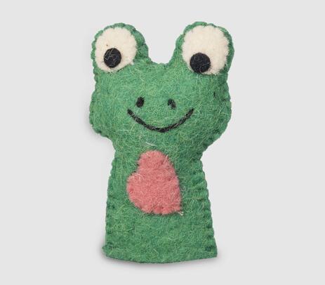 Patch work felt frog finger puppet