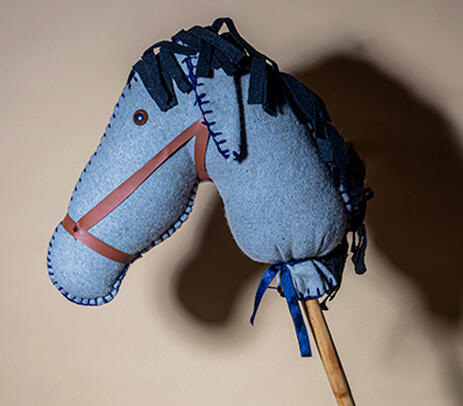 Hand stitched celestial blue horsehead puppet