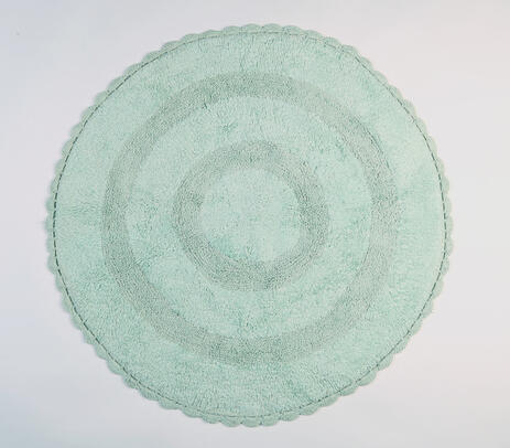 Woven mint textured round bath mat