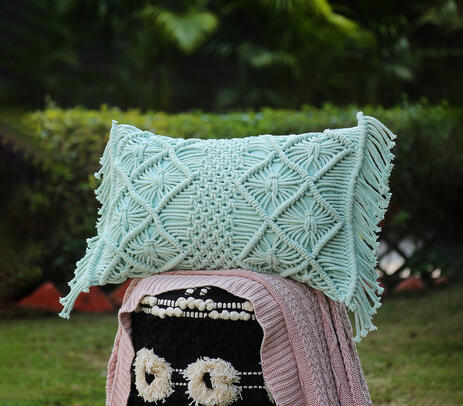 Macrame aqua green sham