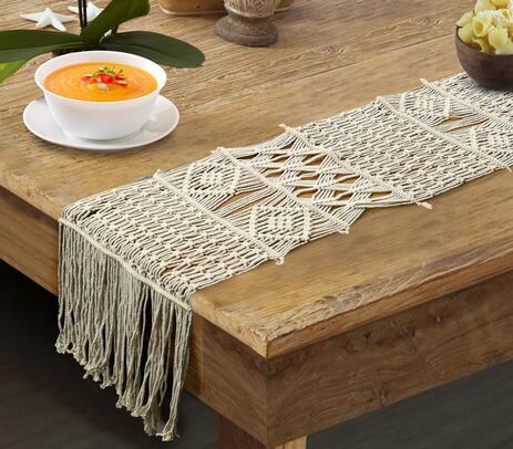 Macrame cotton hollow design table runner