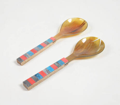 Bone horn & mango wood salad spoons