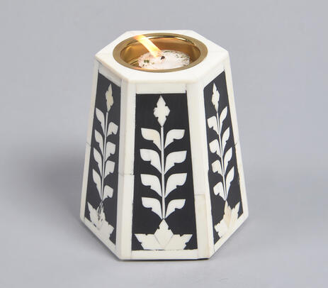 Bone & resin inlay tapered tealight holder