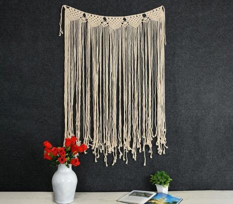 Macrame cotton backdrop wall hanging curtain