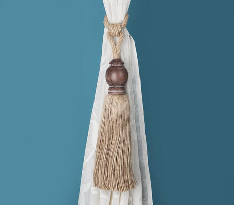 Macrame jute rustic curtain holders with tassel