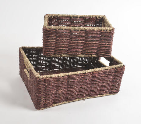 Earthy sabai grass handwoven towel baskets