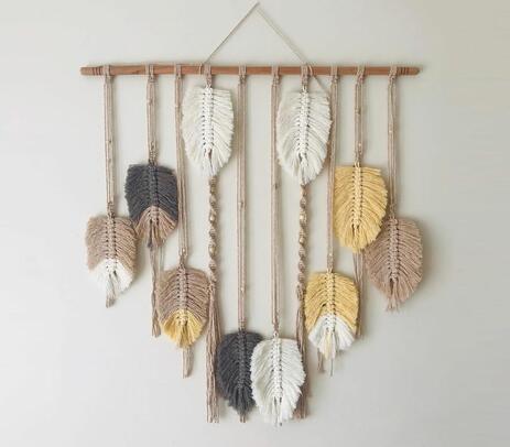 Macrame cotton pastel leaf wall hanging