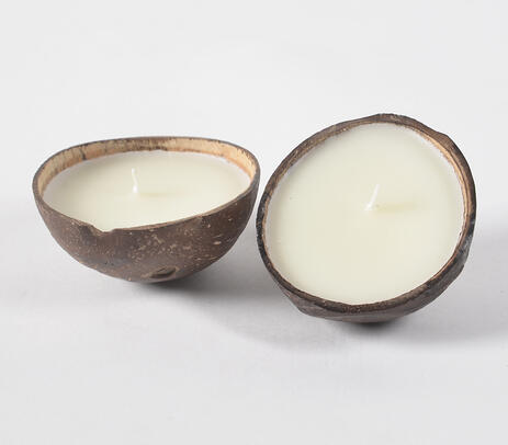 Eco- friendly coconut shell candles