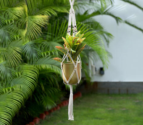 Handcrafted macrame hanging planter