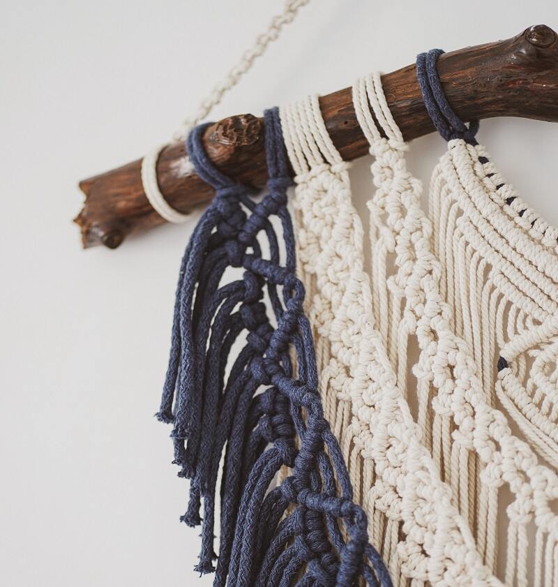 A macrame wall hanging