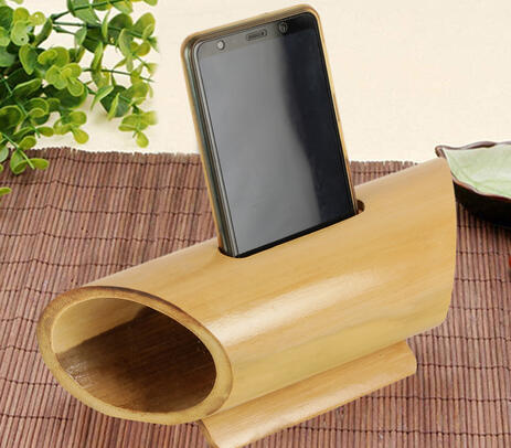 Hand carved natural bamboo amplifier