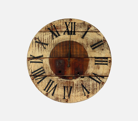 Recycled wood round vintage clock